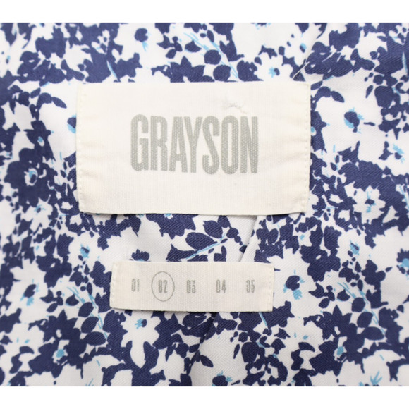 Grayson Women's The Hero Floral Button-Down Shirt White Blue Long Sleeve Sz 2 - Picture 6 of 10